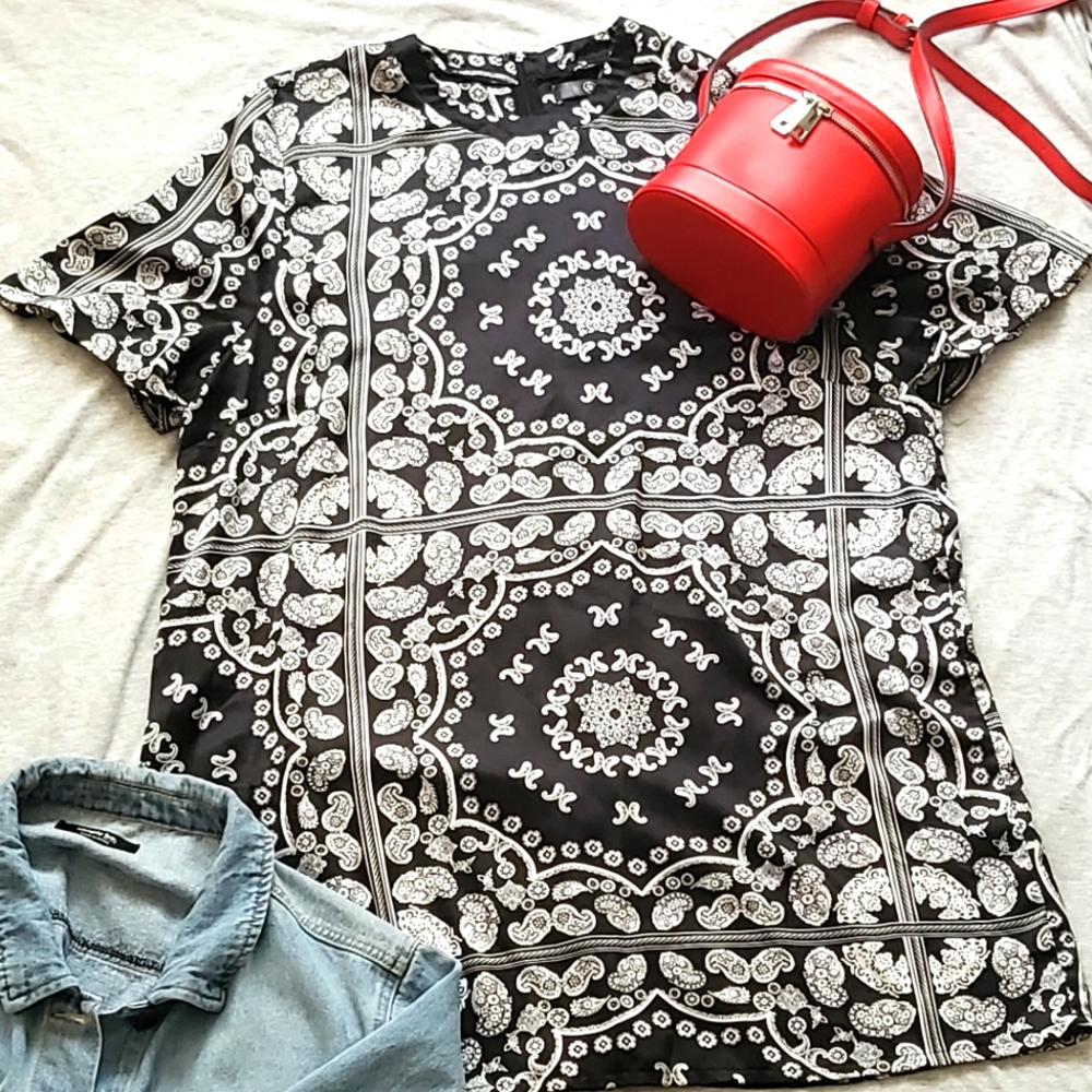Black Bandanna Print Dress